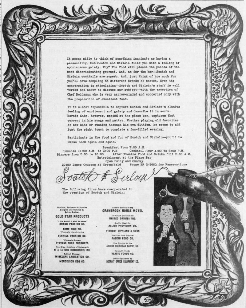 Scotch and Sirloin - Jan 26 1961 Opening Ad (newer photo)